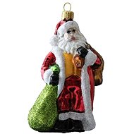 Skleněná figurka Santa s pytlem - Vánoční ozdoby