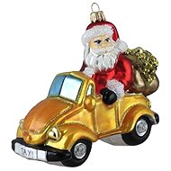 Vánoční Santa ve žlutém autě - Vánoční ozdoby