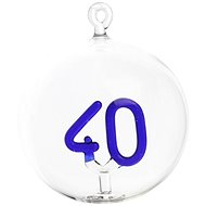 Skleněná baňka čirá s číslicí 40 - Vánoční ozdoby