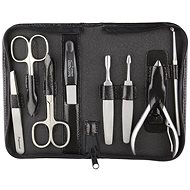 Globos Leather manicure set with scissors Solingen 925-89 black - Manicure Set