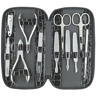 Globos Women's leather manicure set with scissors Solingen 1175-89 black croco - Manicure Set