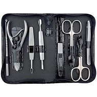 Globos Women's leather manicure set with scissors Solingen 925-89 black croco - Manicure Set