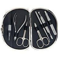 GLOBOS Women's leather manicure set with scissors Solingen 792-89-black - Manicure Set