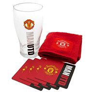 FOREVER COLLECTIBLES Manchester UNITED: Wordmark - glass with coasters and towel - Glass