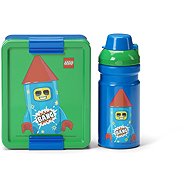 LEGO Storage Rocket snack set (bottle and box) - blue/green - Lunch Box