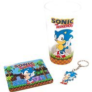 Sonic Szett - pohár, kulcstartó és poháralátét - Ajándék szett