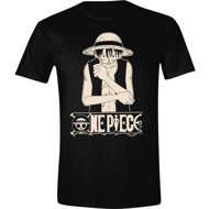 One Piece: Luffy pose logo - men's tričko sized. L - T-Shirt