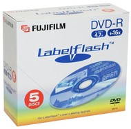 DVD-R médium FUJIFILM LabelFlash 4.7GB, 16x speed, balení 5 kusů v krabičce - -