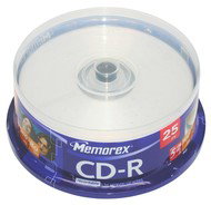 CD-R médium MEMOREX 80min, 700MB, 52x speed, balení 25ks cakebox - -