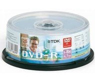 DVD-R médium TDK 4.7GB, 8x speed, spindle 25ks balení - -