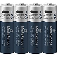 MediaRange USB-C Li-Ion Mignon AA, 1.5V, 1400 mAh, 4pcs - Rechargeable Battery