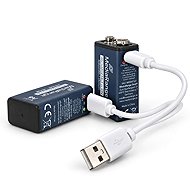 MediaRange USB-C Li-Ion E-Block, 9V, 340 mAh, 2ks - Rechargeable Battery