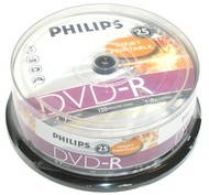DVD-R médium PHILIPS Printable 4.7GB, 8x speed, balení 25 kusů cakebox - -