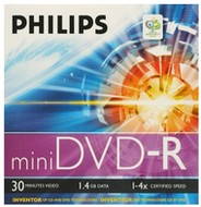 DVD-R médium PHILIPS MINI 1.4GB, 8cm, 4x speed, balení v krabičce - -