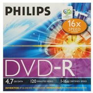 DVD-R médium PHILIPS 4.7GB, 16x speed, balení v krabičce - -