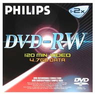 DVD-RW médium PHILIPS 4.7GB, 2x speed, balení v krabičce - -