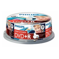 DVD+R médium PHILIPS Printable 4.7GB, 16x speed, balení 25 kusů cakebox - -