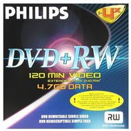 DVD+RW médium PHILIPS 4.7GB, 4x speed, balení v krabičce - -