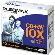 CD-RW médium Samsung Pleomax 80m/700MB 10x, balení v SLIM krabičce - -