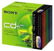 CD-R médium Sony 20ks barevných v SLIM krabičce - -