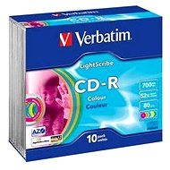Verbatim CD-R DataLife Protection 52x, LightScribe 10ks COLOURS v SLIM krabičce  - Médium