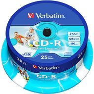 Verbatim CD-R DataLife Protection 52x, Printable 25 pack cake box - Media