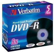DVD-R médium Verbatim 4,7GB 8x speed Hardcoated Black, balení 5 ks krabičce - -