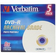 Verbatim DVD-R 8x, Archival Grade Photo Printable 5pcs in box - Media
