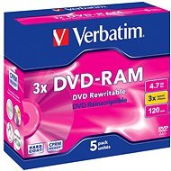 VERBATIM DVD-RAM 4,7 GB, 3x, Jewel Case 5 Stück - Medien