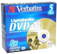 DVD+R médium Verbatim LightScribe 4,7GB 8x speed, balení 5ks v krabičce - -