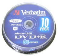 DVD+R médium Verbatim 4,7GB 8x speed, balení 10ks cakebox - -
