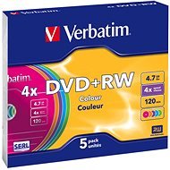 Verbatim DVD + RW 4x, COLOURS 5 ks v SLIM krabičke - Médium