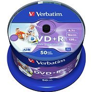 Verbatim DVD+R 16x, Printable 50 ks cakebox - Médium