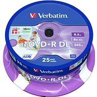 Verbatim DVD+R 8× Dual Layer Printable 25 ks Cake-Box - Médium
