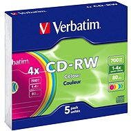 Verbatim CD-RW 4× COLOURS 5 ks v SLIM krabičke - Médium
