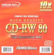 CDRW přepisovací médium Samsung 10x, 80min/700MB, balení v SLIM krabičce - -