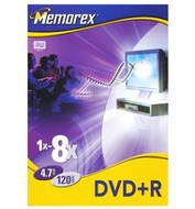 DVD+R médium MEMOREX 4.7GB 8x speed, balení v DVD krabičce - -