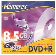 DVD+R Dual Layer médium MEMOREX 8.5GB 2.4x speed, balení v krabičce - -