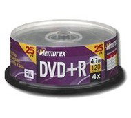 DVD+R médium MEMOREX 4.7GB 4x speed, balení 25 kusů cakebox - 