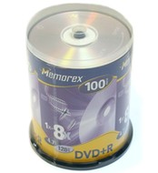 DVD+R médium MEMOREX 4.7GB 8x speed, balení 100 kusů cakebox - -