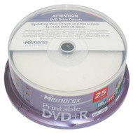 DVD+R médium MEMOREX Printable 4.7GB 16x speed, balení 25 kusů cakebox - -