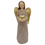 GOBA Christmas decoration - ceramic angel brown, with golden heart, 25 cm - Christmas Decoration