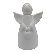GOBA Christmas decoration - white porcelain LED angel with heart, 16,5 cm - Christmas Decoration