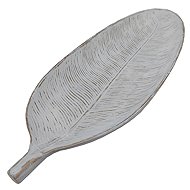 GOBA Decorative plate - wooden leaf, white 60cm - Plate