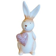 GOBA Easter decoration - Ceramic bunny with pink heart, 17 cm - Easter Decoration