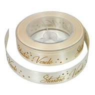GOBA Ribbon - fabric, 25 m/2,5 cm, Happy and Merry, cream - Ribbon