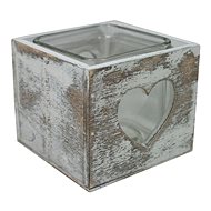 GOBA heart patina wood-glass 9 × 9 cm - Candlestick