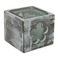 GOBA flower patina wood-glass 9 × 9 cm - Candlestick