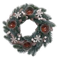 GOBA Christmas wreath - pine needles and snowflakes, 35 cm - Wreath