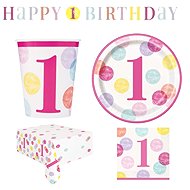 GODAN Children's 1st Birthday Party Set for Girls, 16 People, 50 Pieces - Party Accessories